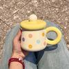 Chubby Mug with Lid Spoon Ceramic Mug Large Capacity Water Cup Couple Home Coffee Breakfast Cup Souvenir
