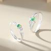Cool Fun Simple Creativity Green Leaves Young Couple Ring Women Lover Silver Color Open Resizable Rings Romantic Jewelry