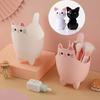 1pc, Cute Cartoon Cat Desktop Storage Bin, Mini Trash Can, Multi-functional Makeup Organizer, Modern Plastic Holder For Office A