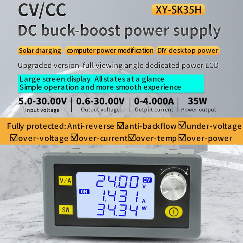 Konstant spenning Strøm Justerbar regulert strømforsyningsmodul SK35H DC-DC Buck Boost Converter 0,6-30V Utgang 4A 35W