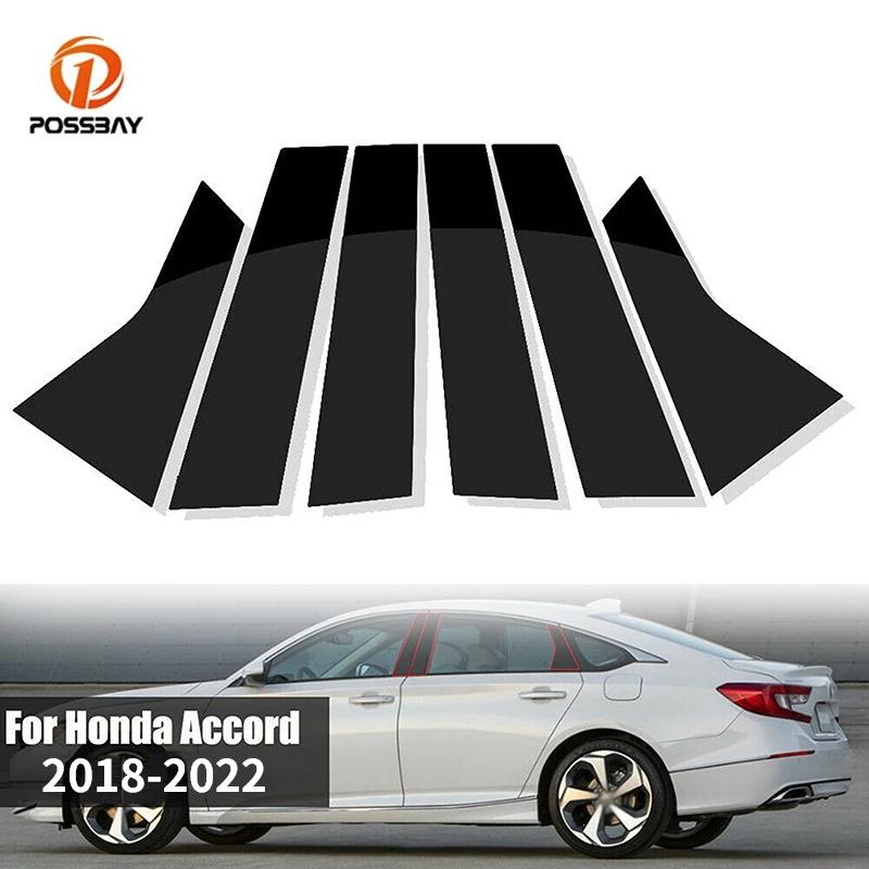 6Pcs Car Window Pillar Posts Door Trim Sticker Black Decal Cover Exterior Parts for Honda Accord Sedan 2018-2022