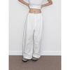 [Shi Shi] Women's Wrinkle-Resistant Balloon Pants: Solid Color, Elastic Waist, Cotton-Feel, Loose Fit, V6467
