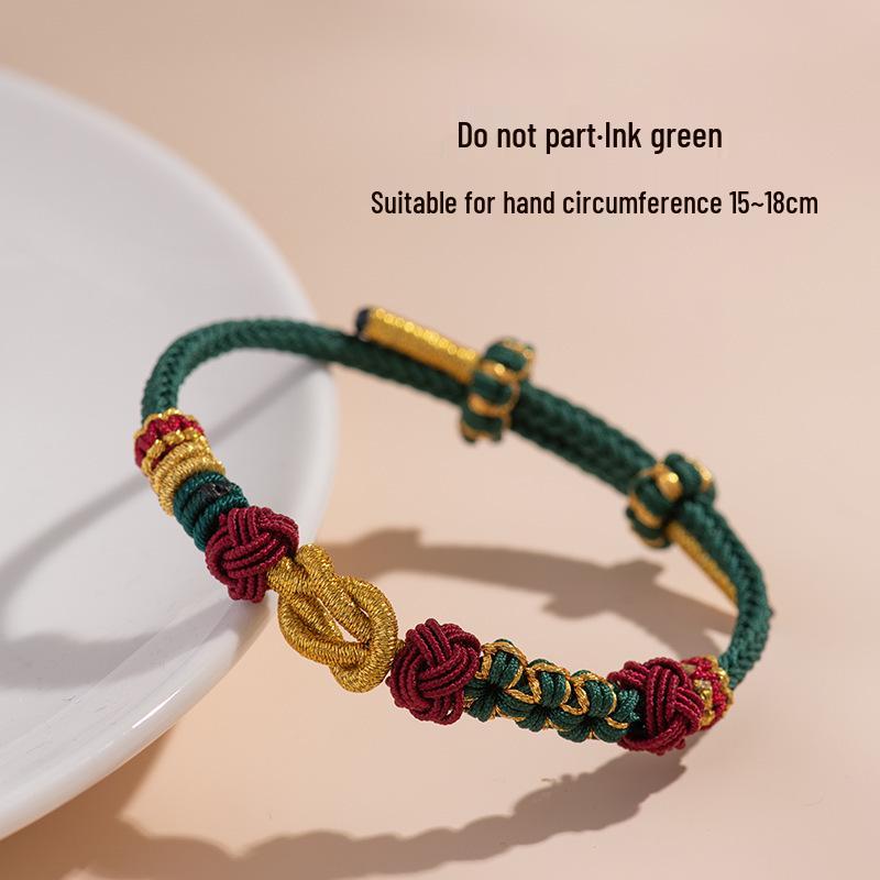 Chinese Style Gold Braided Rope Bracelet: Wearable Hand-Woven Rope for Couples, Perfect Christmas Gift