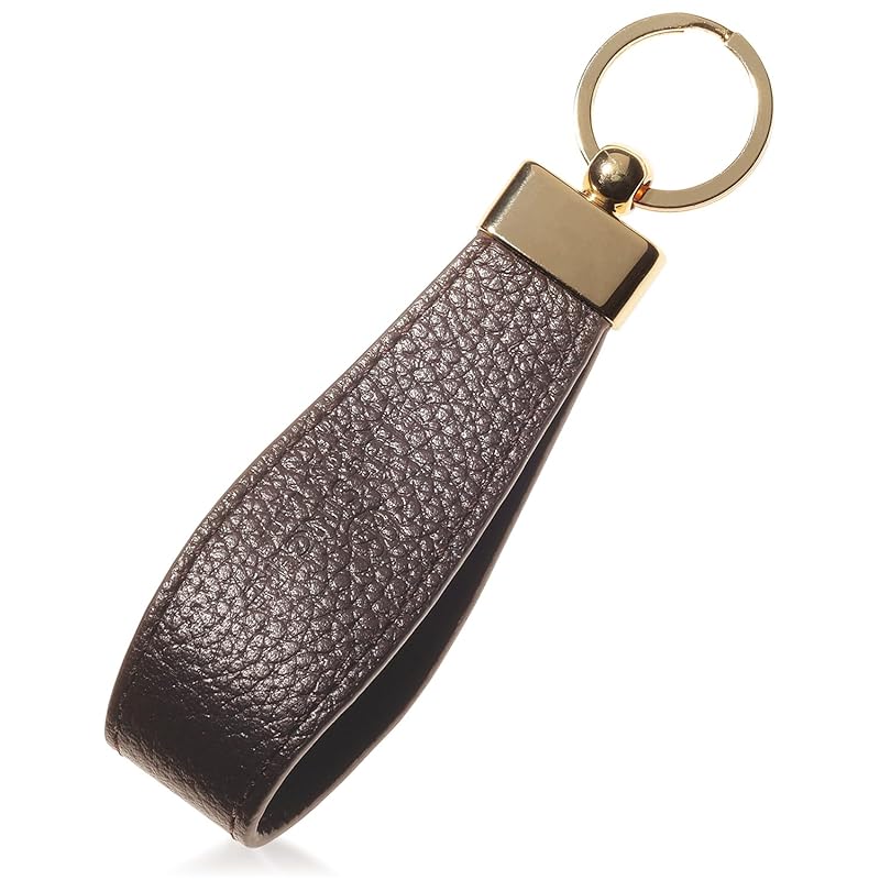 

[BLUE SINCERE] key ring genuine leather ladies strap type key leather key ring key charm key clip small smart key car / KH3 (dark brown)