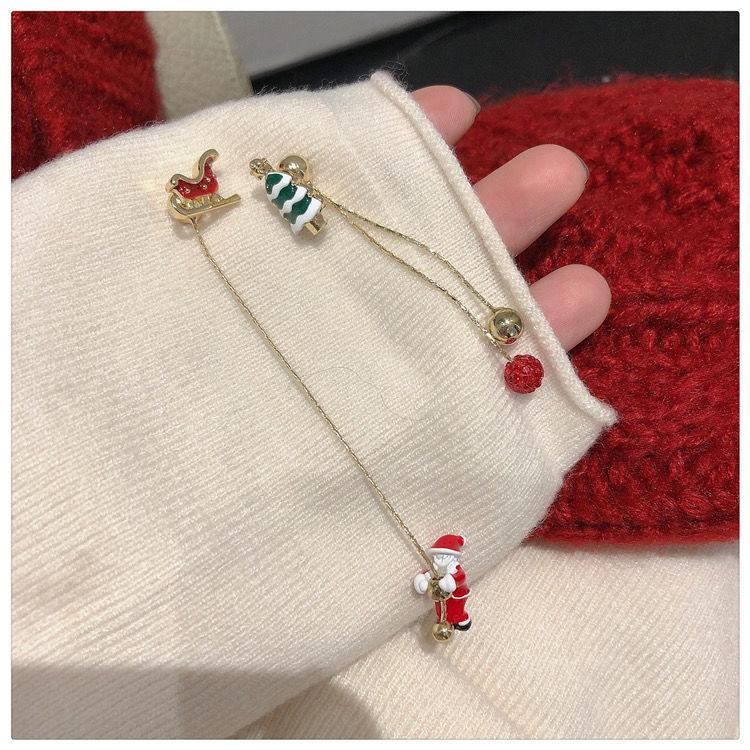 

Серьги-подвески «Рождественская елка» Санта-Клаус, длинные серьги-цепочки с кисточками, женские модные украшения, подарок подруге