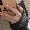 Geometric Style Adjustable Open Ring For Women Chic Minimalist Beaded Design In Silver Color Perfect For Fashionable Commute 2023 Winter Collection