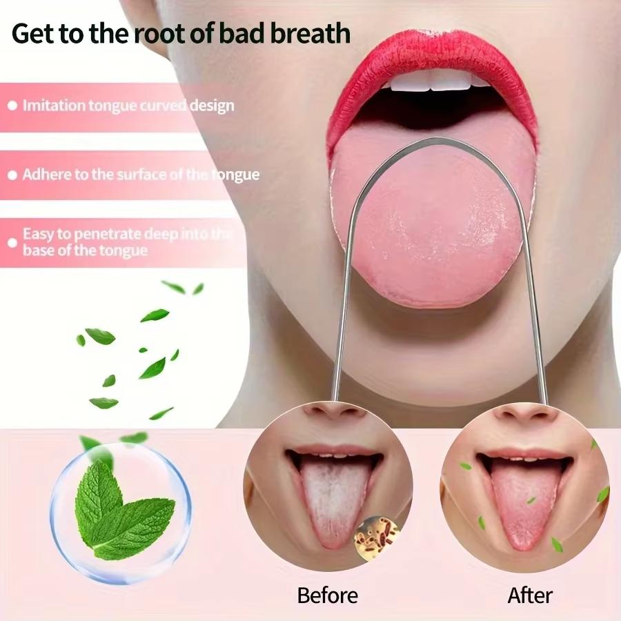 1pcs Tongue Scraper Stainless Steel For Adult Cleaner U-Shape Easy To Tongue Clean Reduce Bad Breath Oral Hygiene Care Tools