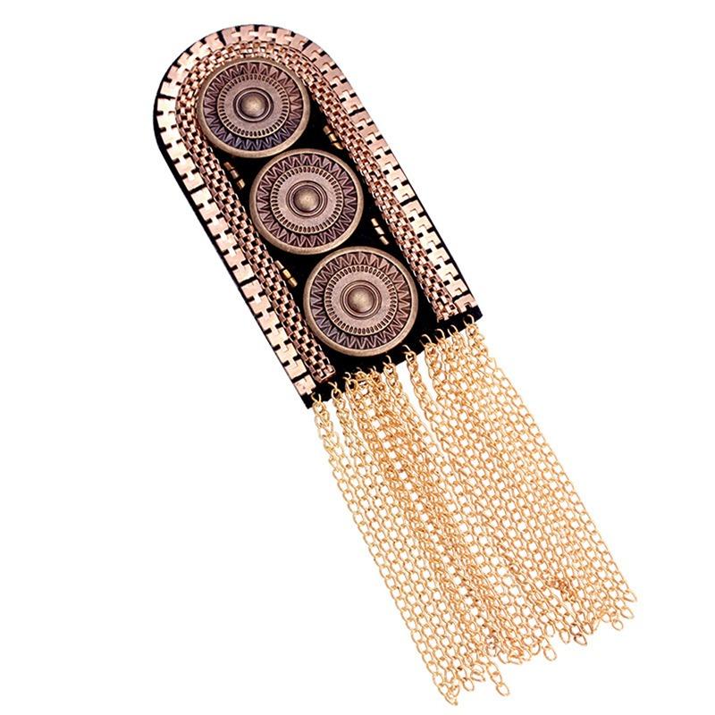 Metal Tassel Epaulette Shoulder Accessories Patch Punk Rock Brooch Tassel Epaulets Punk Style Metal Texture Fringe Epaulette