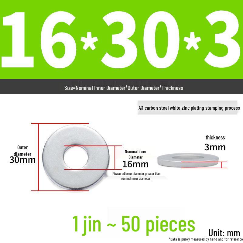 Extra Large Galvanized Metal Flat Washer - Thickened Round Screw Washer M6-M16