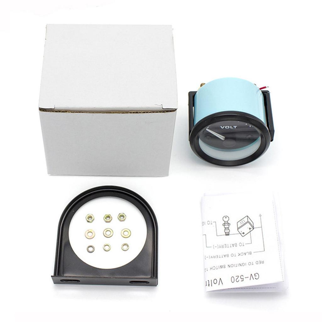Car Voltmeter Guage with Black Dial and Round Pane 12V Universal for Repair Modification Durable Automotive Accessories premium