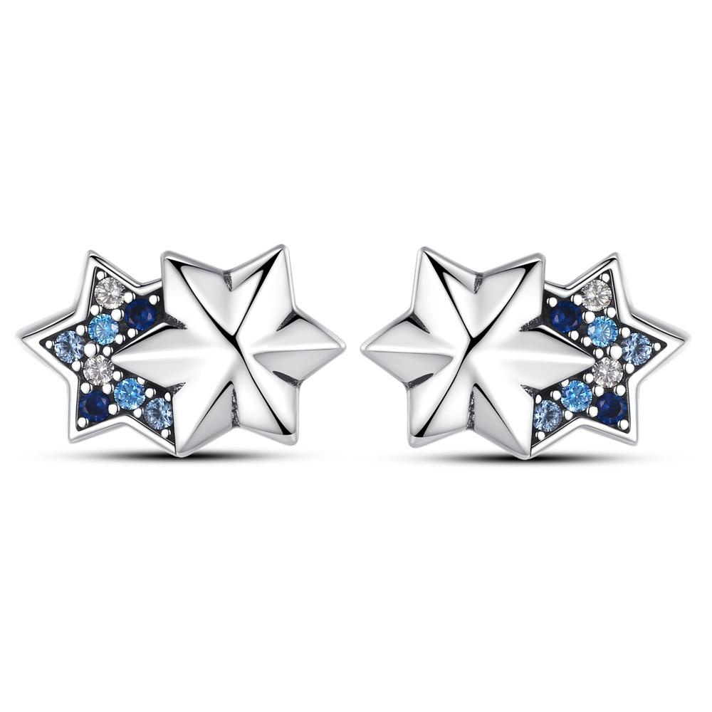 925 Silver Fashion Starry Moon Sun Series Stud Earring Zircon For Women Exquisite Daily Wear Jewelry Accessories Gifts