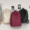Soft Leather Schoolbag Solid Color Student Backpack Women's Large Capacity Backpack Men Computer Travel Backpack