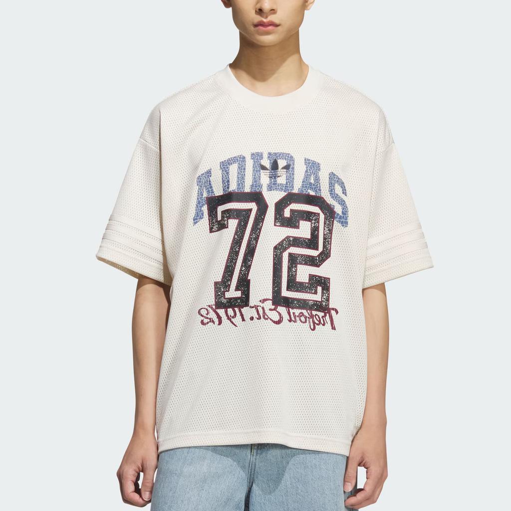 adidas Originals Retro Top Ss25 Serie Basket Mesh Logo Lettera Maglietta Manica Corta Larga Top Unisex KF0721