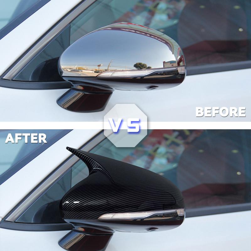For KIA Stinger 2018-2025 Auto Car Body Side Door Rearview Mirror Cover Sticker Trim ABS Carbon Fiber Style Gloss Black