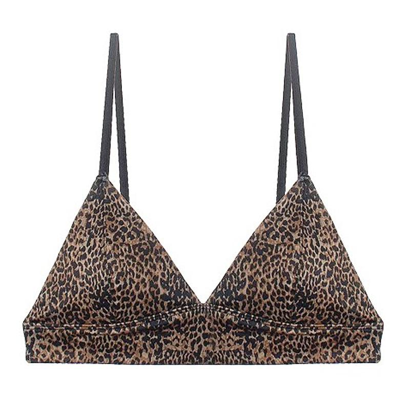 

Французское сексуальное нижнее белье женский тонкий треугольный бюстгальтер без косточек гладкий жилетный тип маленький бюст собирающий бюстгальтер Бюстгальтер XL цветной печати леопарда