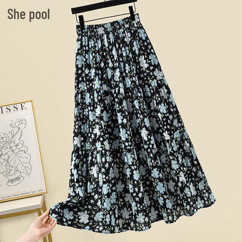 Shechi Retro Floral Midi Skirt One Size