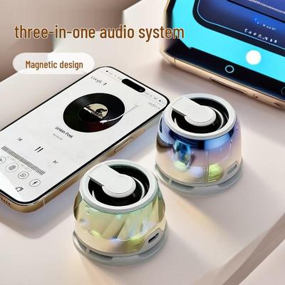 3-in-1 Bluetooth Speaker: Electroplated Magnetic Subwoofer with Colorful Ambient Light and High-Quality Sound