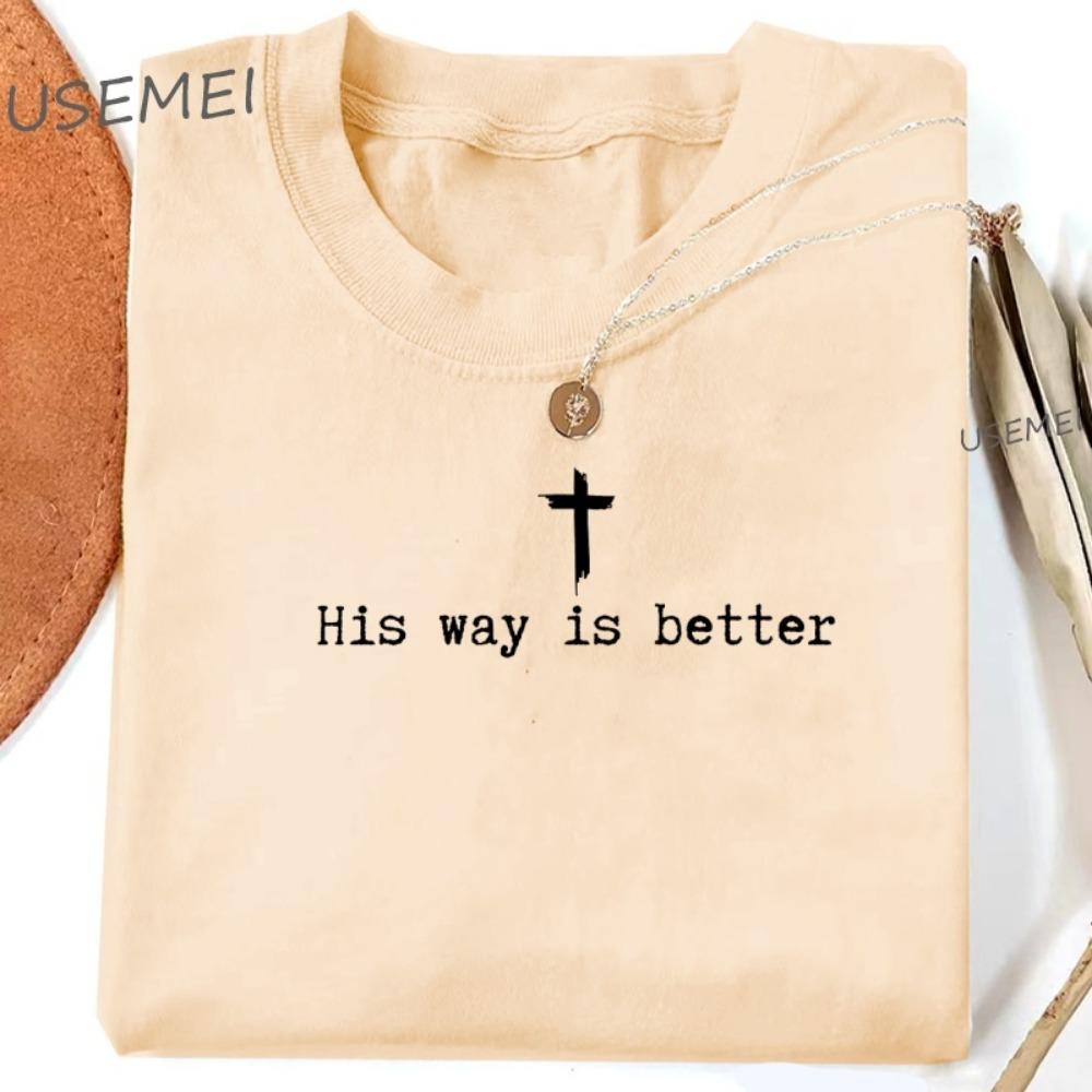 Hans Sätt Är Bättre Kristnat T-shirt Kristna Jesus Tro T-shirt Vardaglig Kortärmad Rundhalsad T-shirt Överdimensionerad Y2k