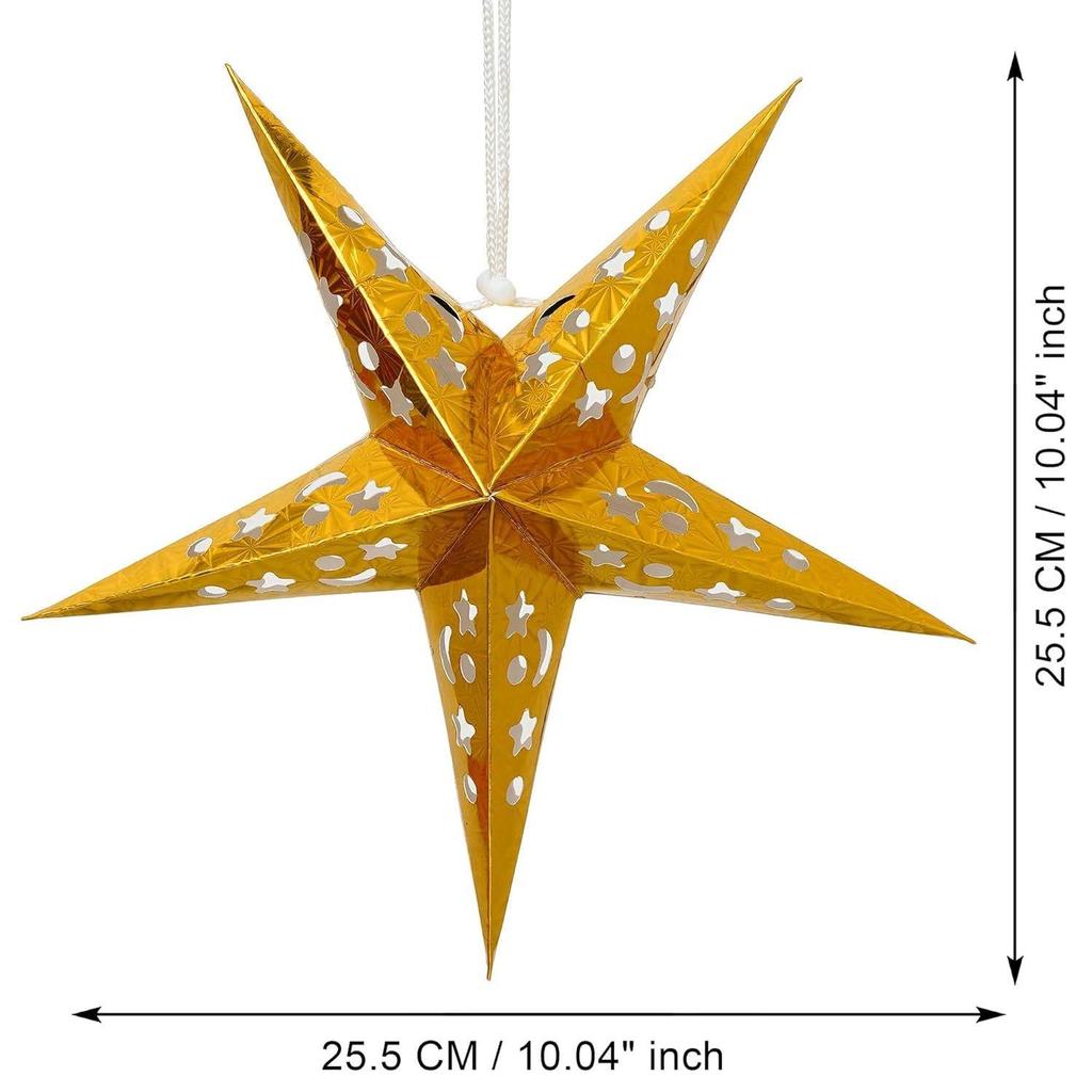 Golden Paper Merry Christmas Star Lantern Lights for Decoration Diwali Christmas Lantern| Aakash Kandil for Diwali| Hanging Lantern