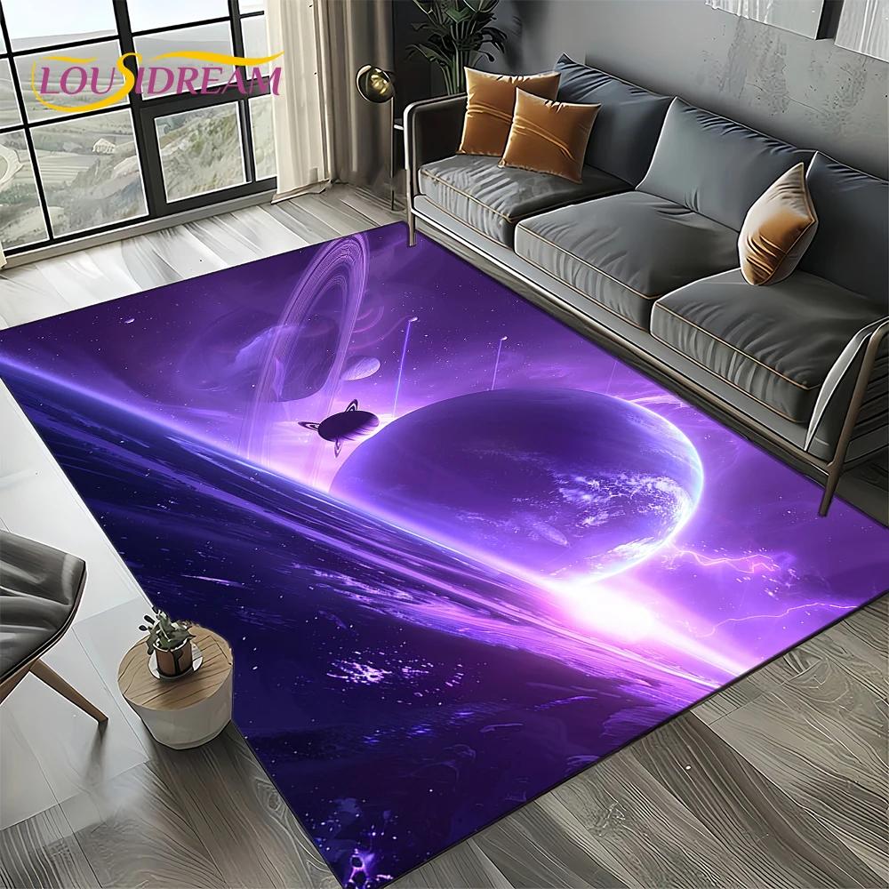 Universe Space Stars Black Hole Galaxy Earth Milky Way Carpet Rug for Living Room Bedroom Sofa Decoration,Non-slip Floor Mat