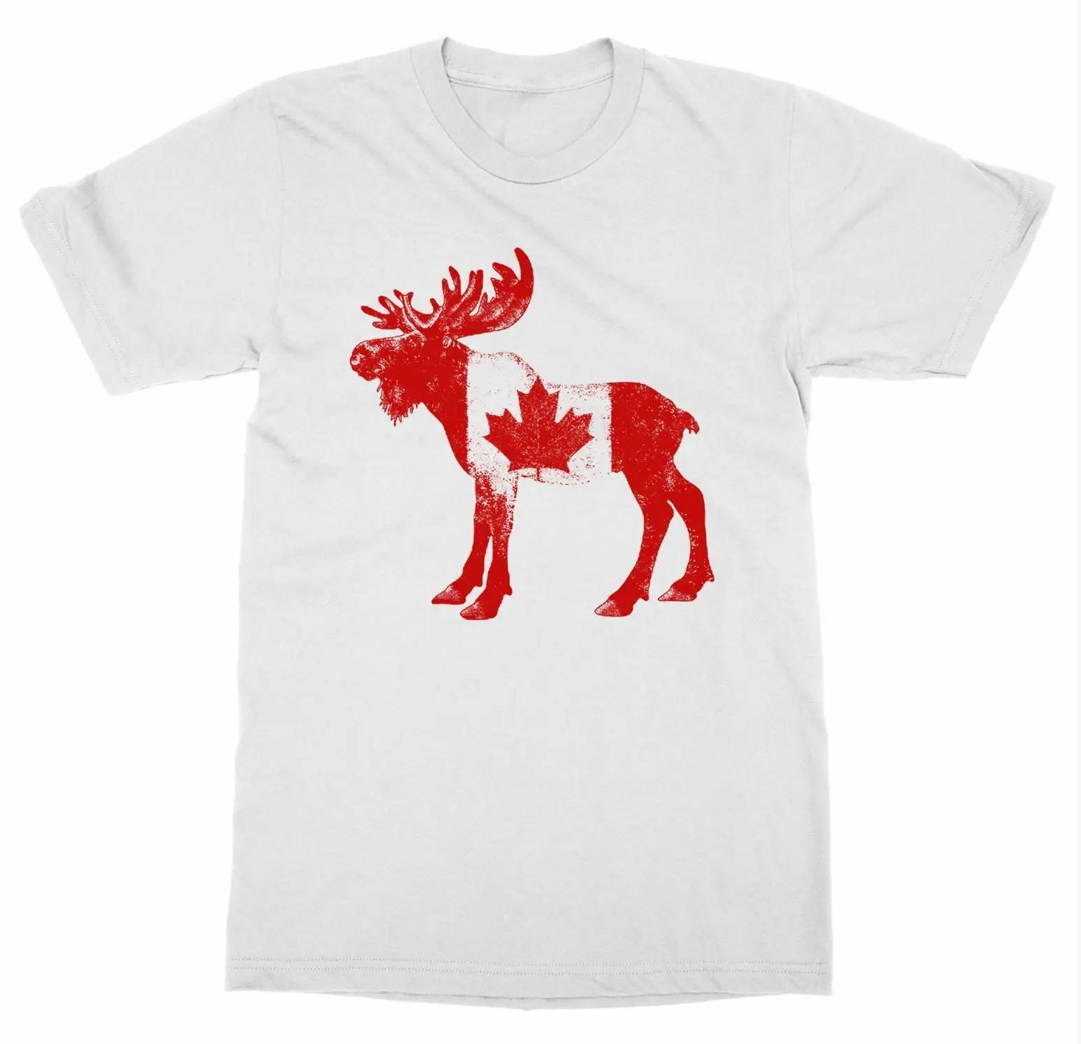 

Fashion Design Canada Flag In Moose Printed TShirt 100 Cotton ONeck Short Sleeve Summer Casual Mens Tshirt Streetwear S