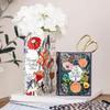 Creative Square Painted Flowers Book Ceramic Vase Flower Arrangement Art Crafts Irregular Table Vase Ornaments Home Decoration