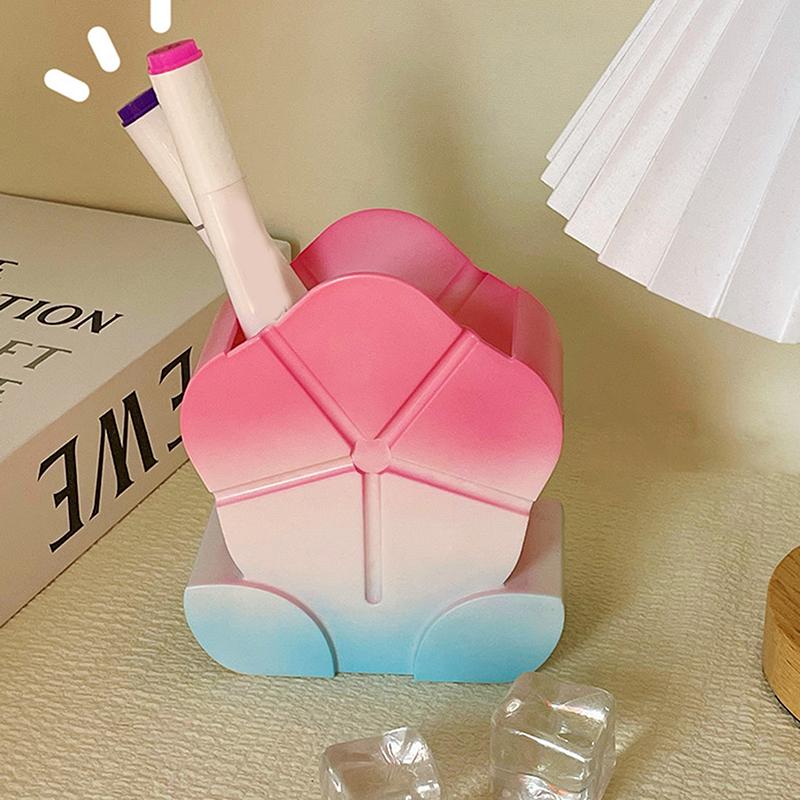 Uroczy Karmelowy Budyń Galaretka Lotos Wiaderko do Przechowywania Pędzli do Makijażu Wielofunkcyjny Duża Pojemność Ozdoba na Biurko Kreatywny Pojemnik na Długopisy