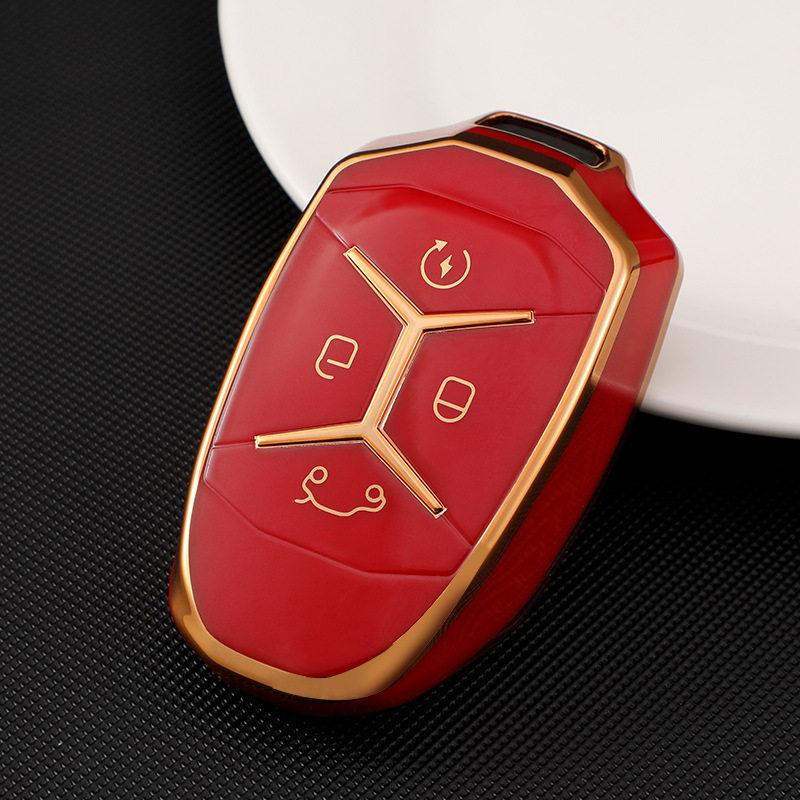 

Compatible with Lynk & Co 01/02/03 Key Case, 2021 Model, Gold-Edge Style, Car Key Chain Buckle for Men and Women.
