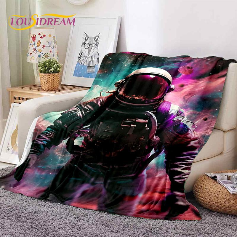 Astronaut Dream Universe Spaceman 3D Outer Space Cartoon Soft Blankets,Throw Blanket for Picnic Beds Home Bedroom Cover Kid Gift