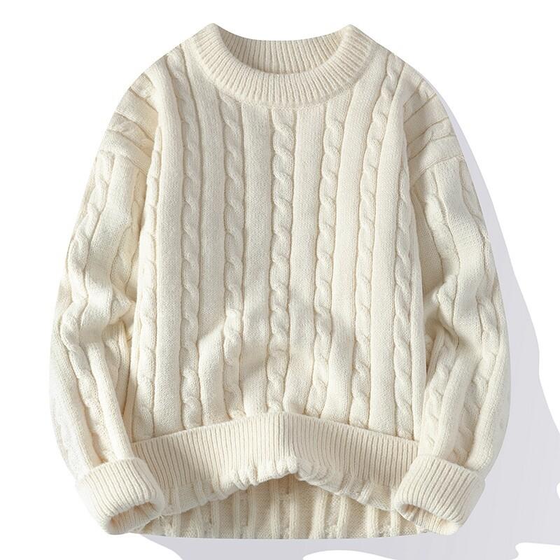 Fashion Men's Autumn and Winter Sweater Twist Crew Neck Men's Casual Knitted Sweater