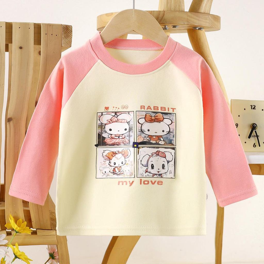 2026 Summer Children O-Neck Long Sleeve T-Shirt Kids Spring Cartoon Cotton Top for Girl Boy