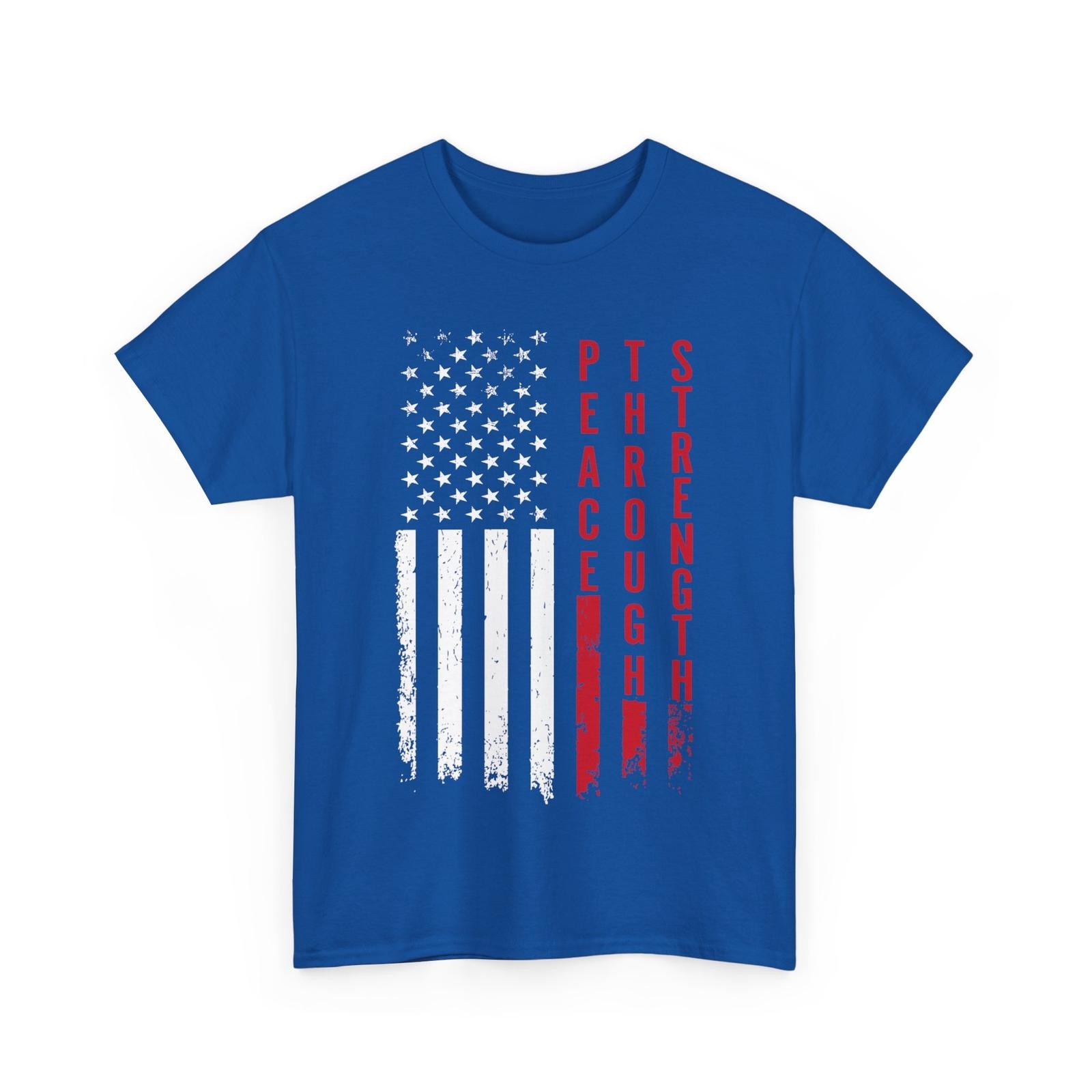 Peace Through Strength Distressed Flag USA Graphic T-Shirt S