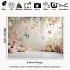 2D Pastel Floral Backdrop, Delicate Hanging Flowers and Colorful Butterflies