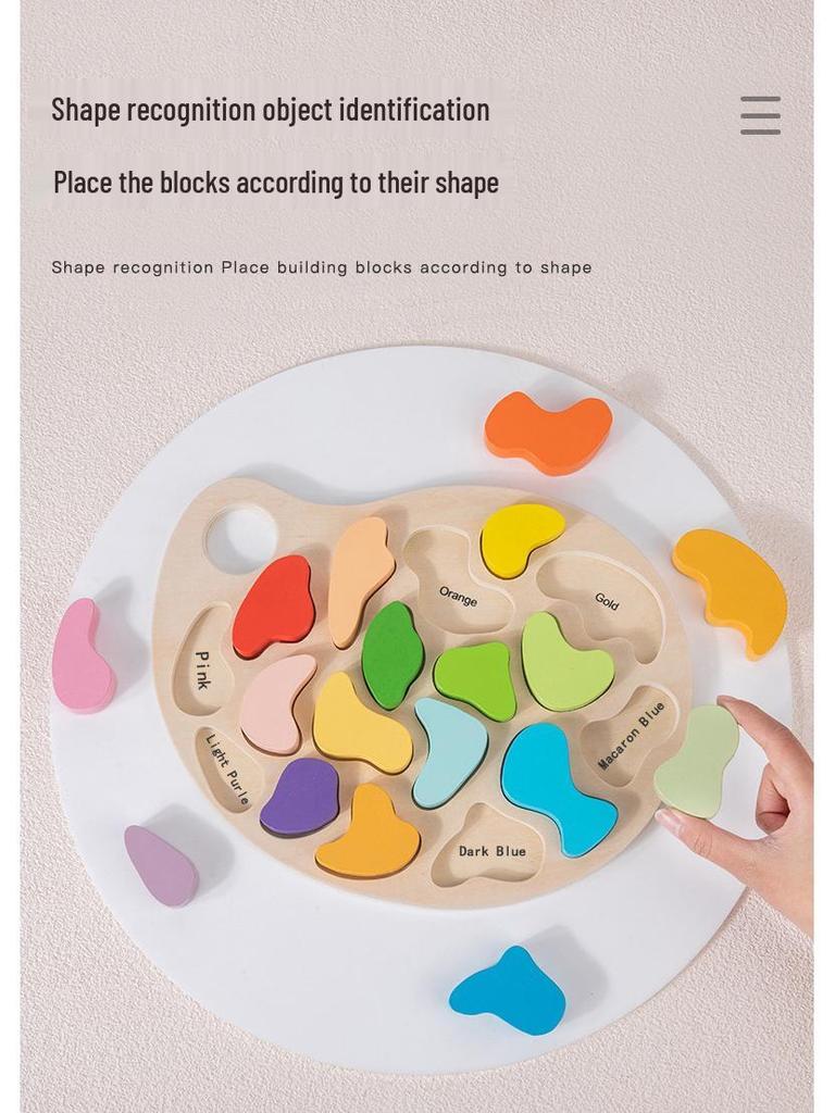 Rainbow Wooden Color Recognition Puzzle for Early Education and Child Development