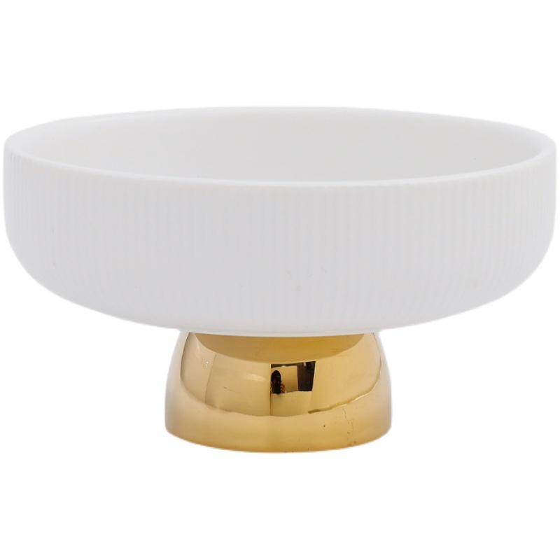 Color Stripe High Foot Shape Ceramic Plate Living Room Fruit Plate Dessert Bowl  Snacks Dishes Home Furnishing Trinket Dish