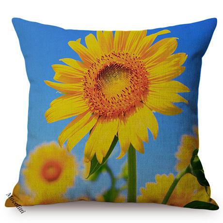 Sunflower Farm Natural Landscape Style Home Decor Sofa Pillow Case Nordic Pastoral Cotton Linen Living Room Chair Cushion Cover