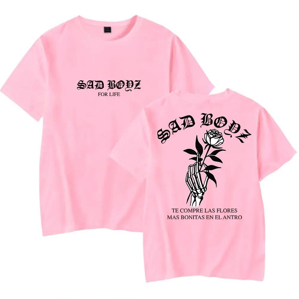 Junior H Las Flores Tee Sad Boyz Tour Merch Print T-shirts Summer Women Man Fashion Casual Short Sleeve