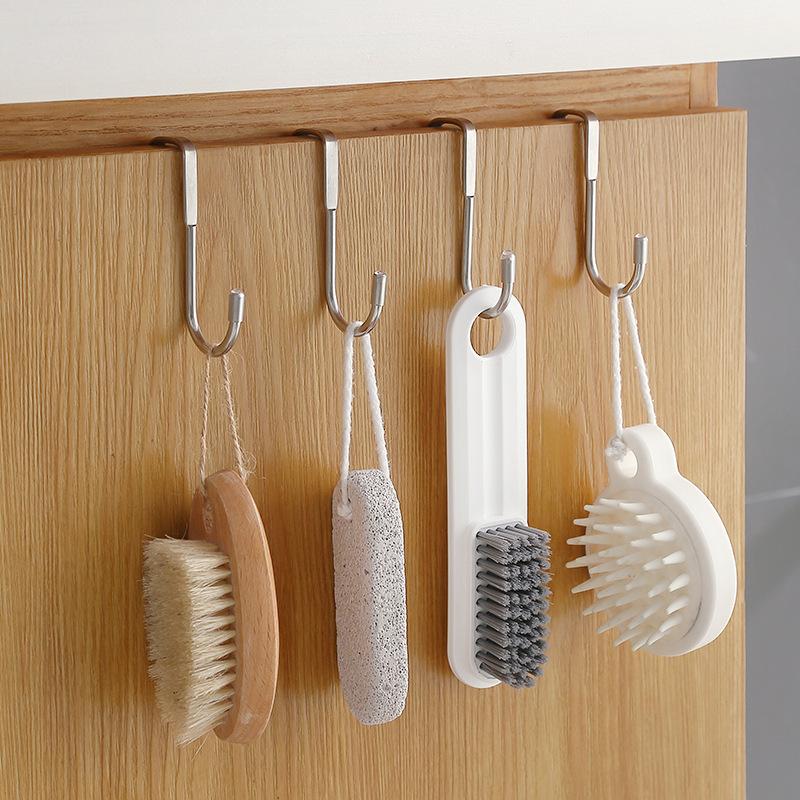 304 Stainless Steel Hook Free Punching Double S-Shape Hook Kitchen Bathroom Cabinet Door Back Type Coat Towel Storage Hanger