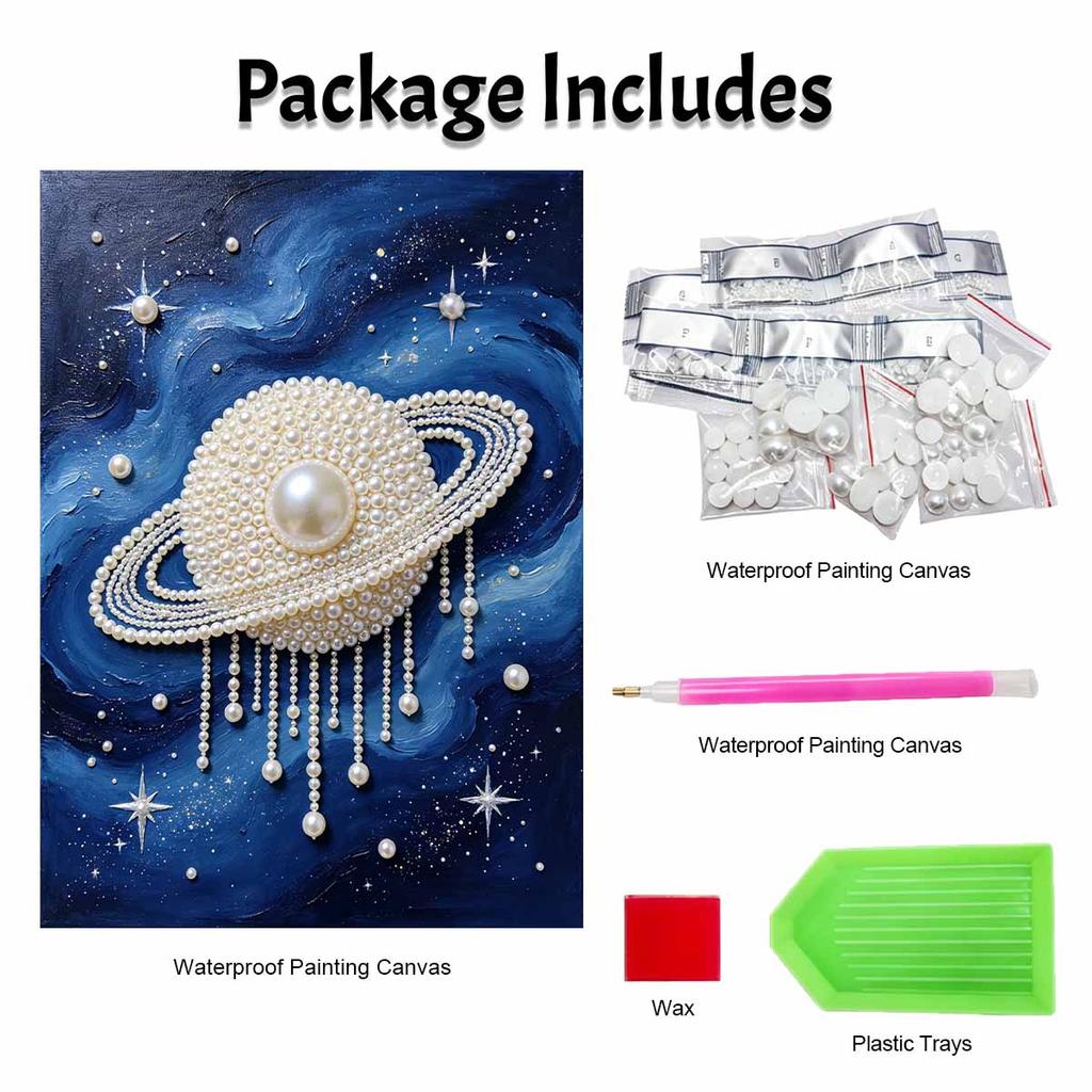 DIY Rámovaná sada na malování korálky Vzor Saturn Hvězdná noc 3D Třpytivé korálkové plátno Kreativní domácí dekorace na stěnu Umělecké řemeslo Dárková sada