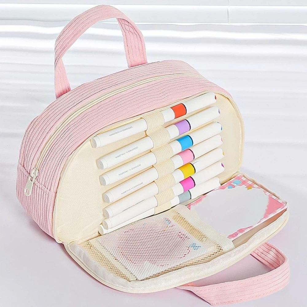 Large Capacity Stationery Bag Thickened Pencils Pouch Creative Colored Velvet Pencil Bag Student