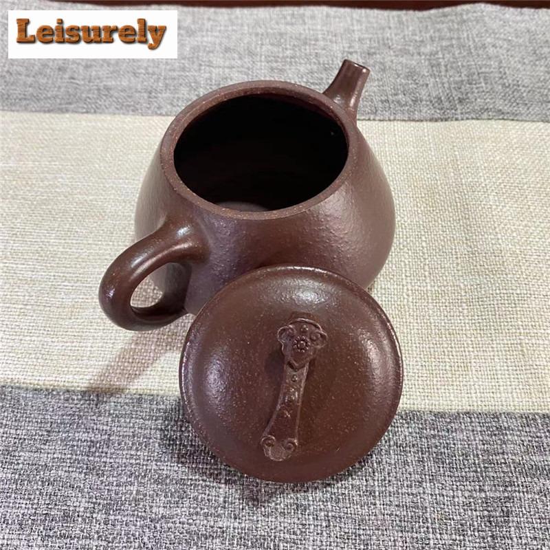 250 ml Luxus-Teekanne aus lila Ton aus Yixing, handgefertigt, Ruyi-Schaufeltopf, Roherz, grober Sand, lila Schlammkessel, Zisha-Teeset, Teegeschenk, Handwerk