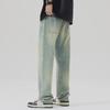 Men's Large Summer Loose Washed Retro Straight Jeans
