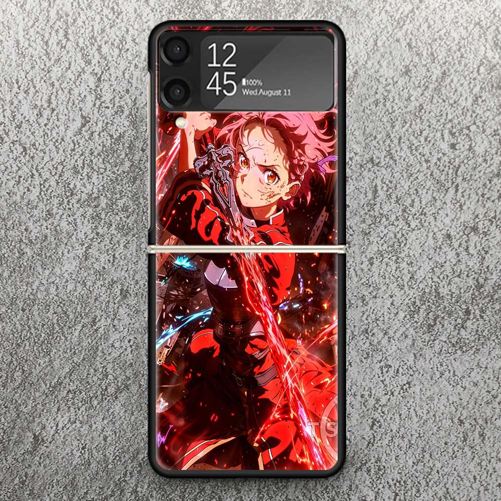 Anime Sword Art Online SAO Print Case For Samsung Galaxy Z Flip 3 4 5 6 7 5G Phone Shell Flip7 Flip6 Flip5 Flip4 Flip3 Pattern C