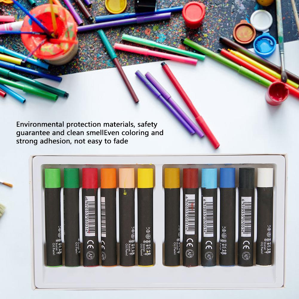 Oil Pastel Round Crayon Painting Stick Drawing Pen Children Stationery Art Supplies 12 Colors