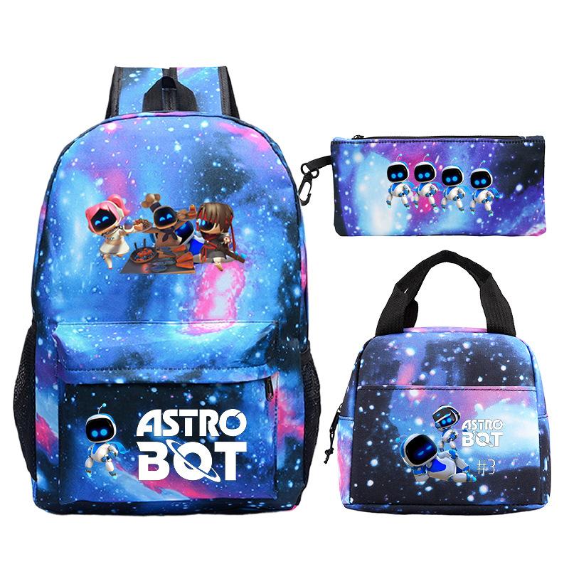 Game Astro bot peripheral printing fashion primary and secondary school students schoolbag three-piece set multi-function large capacity