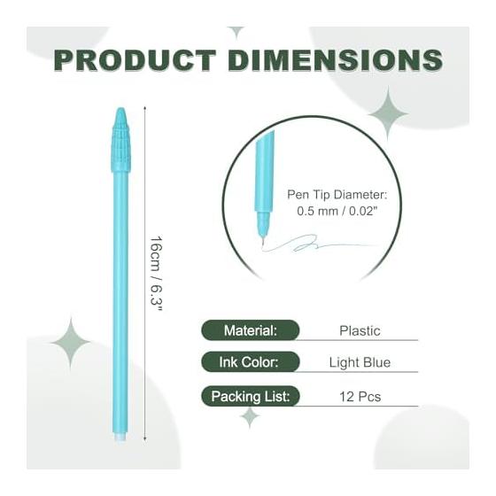 PATIKIL 12 Pcs Color Gel Ink Pens, 0.5mm Fine Point, Light Blue Gel Ballpoint Pens, Smooth Writing for Journaling, Notes, Office Stationery, Drawing,