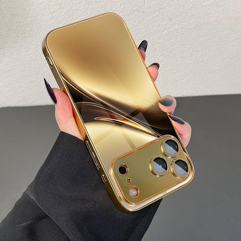 Luxusní Zlatý Zjednodušený Abstraktní Kovový Lak Skleněné Pouzdro Na Telefon Pro iPhone 17 Pro Max 11 12 13 14 15 16 Plus 17 Air 16E Kryt