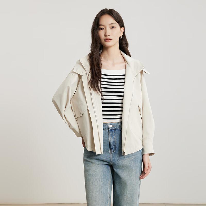 Gejin Women's Slim-Fit Short Trench Coat