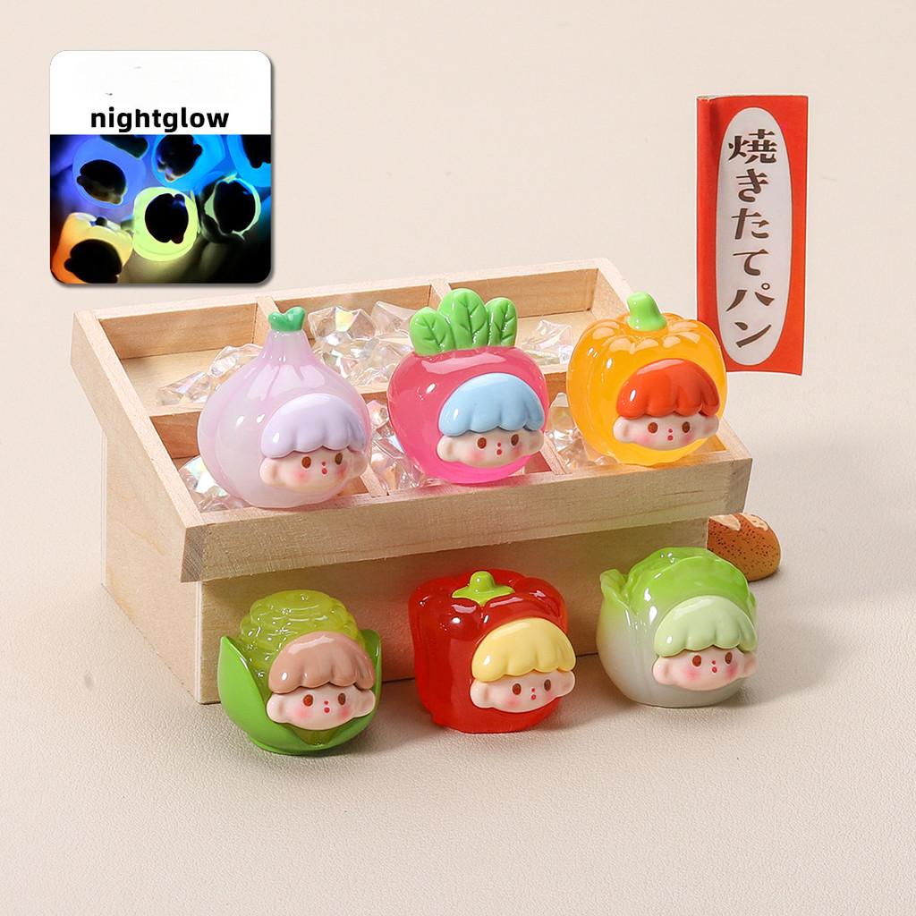 

6 шт./набор Мультяшная овощная кукла Миниатюры Полимерные украшения Украшение для феиного сада Моховой террариум Микроландшафт 2-3cm кристально чистый