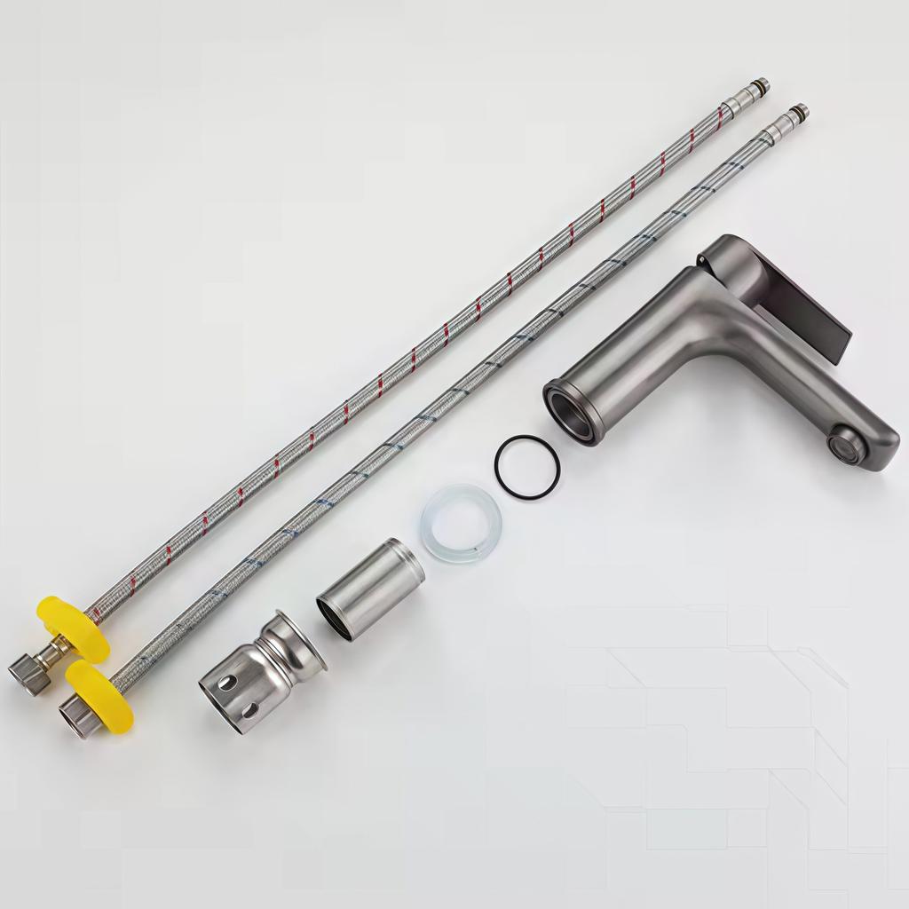 Modern Single-Hole Basin Tap Cold and Hot Water Mixer Faucet with Ceramic Valve Core for Bathroom Bathtub and Sink